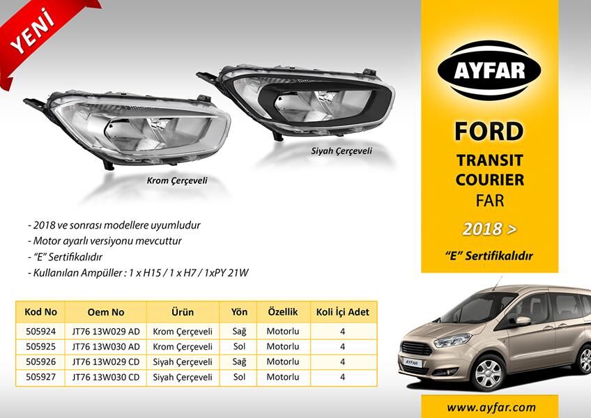 FAR SAĞ KROM ÇERÇEVELİ FORD TRANSIT COURIER 18=>...