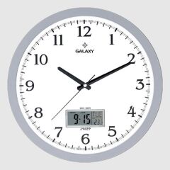 DUVAR SAATİ GRİ ÇERÇEVELİ 35.5CM TAKVİMLİ TERMOMET...