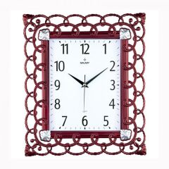 DUVAR SAATİ KIRMIZI ÇERÇEVE(ÇAP:32.3CMX 37.5CM)AKR...