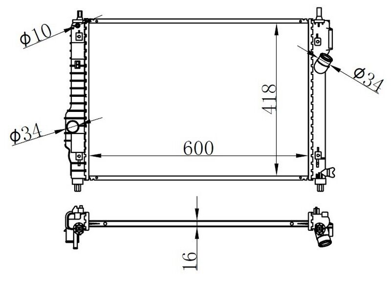RADYATOR BRAZİNG MT(600X418X16)KALOS/ AVEO 1.2İ/1....