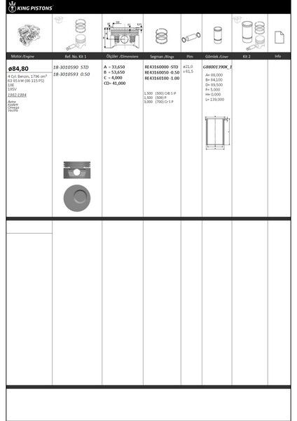 PİSTON KİTİ 1 (84.8+0.50) OPEL ASTRA KADETT OMEGA ...