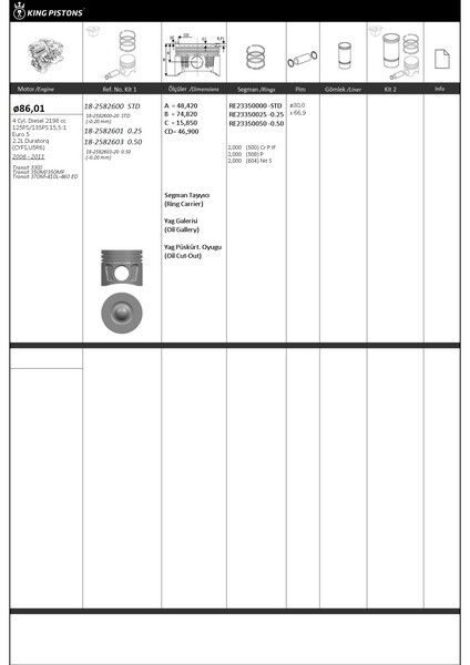 PİSTON SEGMAN TRANSIT V347/BOXER III JUMPER III 2....