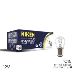 NIKEN 1016 AMPUL ŞAŞI TIR.BAY15d P21W/5W(12V)10LU