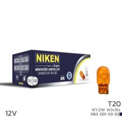 NIKEN T20 DİPSIZ AMPUL (93)WY21W AMB W3x16s 10LU