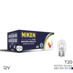 NIKEN T20 DİPSIZ AMPUL (1016)W21/5W W3x16d 10LU