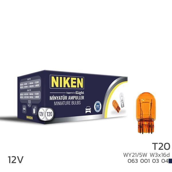 NIKEN T20 DİPSIZ AMPUL(1016)WY21/5W AMB W3x16d 10L...