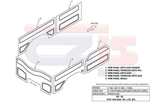 KAPI DÖŞEMESİ (ÖN KAPILAR HARİÇ) FORD TRANSİT V184...