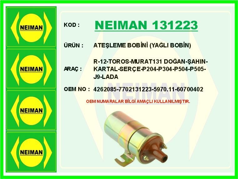 ATESLEME BOBINI M131 DOGAN-SAHIN-KARTAL-SERCE-R12-...