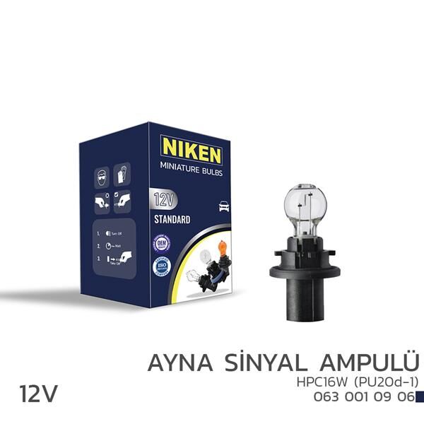 NIKEN 12V HPC16W AYNA SİNYAL AMPULÜ (PU20d-1) 10L...
