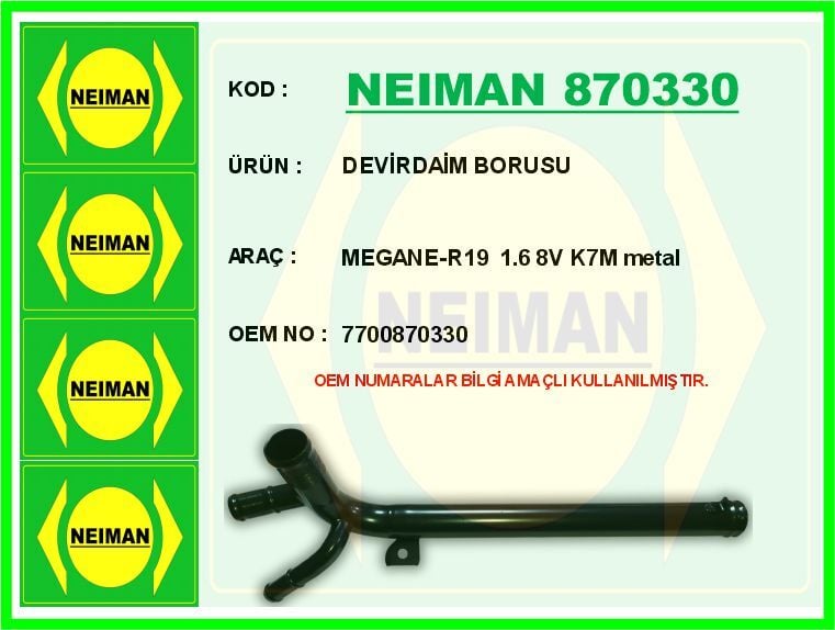 DEVİRDAİM BORUSU MEGANE-R19 1.6 8V K7M metal
