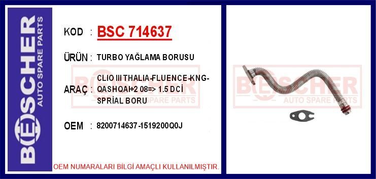 TURBO YAĞLAMA BORUSU CLIO III THALIA-FLUENCE-KNG-Q...