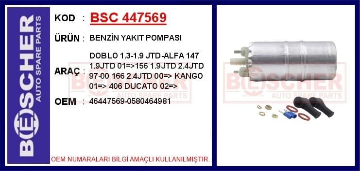 BENZİN YAKIT POMPASI DOBLO 1.3-1.9 JTD-ALFA 147 1....