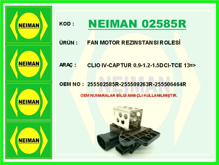 FAN MOTOR REZINSTANSI ROLESİ CLIO IV-CAPTUR 0.9-1....