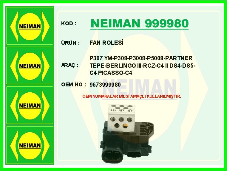 FAN ROLESİ P307 YM-P308-P3008-P5008-PARTNER TEPE-B...