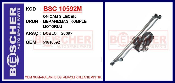 ÖN CAM SILECEK MEKANIZMASI FIAT DOBLO III 10> (...