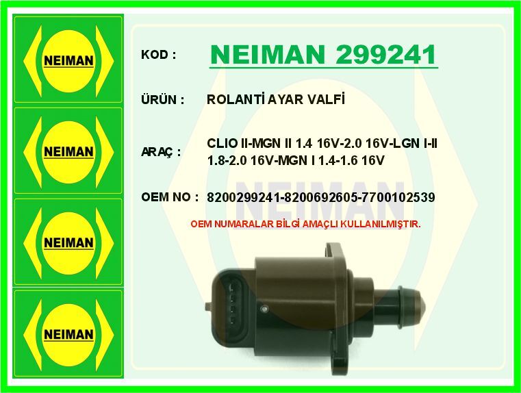 ROLANTİ AYAR VALFİ CLIO II-MGN II 1.4 16V-2.0 16V-...