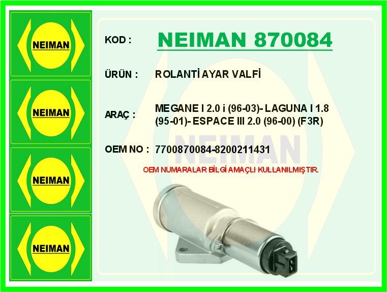 ROLANTİ AYAR VALFİ MEGANE I 2.0 i (96-03)- LAGUNA ...