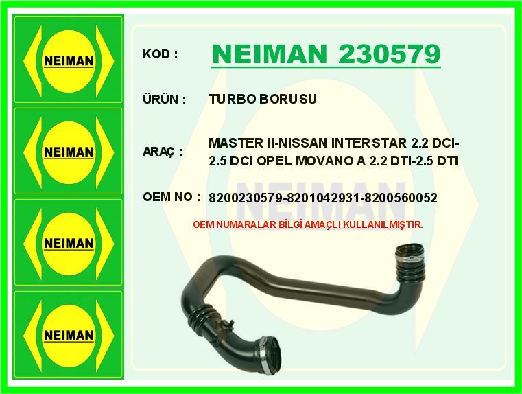 TURBO BORUSU MASTER II-NISSAN INTERSTAR 2.2 DCI-2....