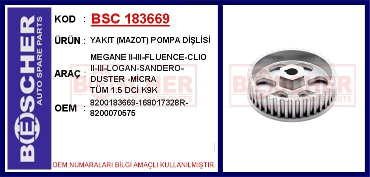 YAKIT (MAZOT) POMPA DİŞLİSİ MEGANE II-III-FLUENCE-...