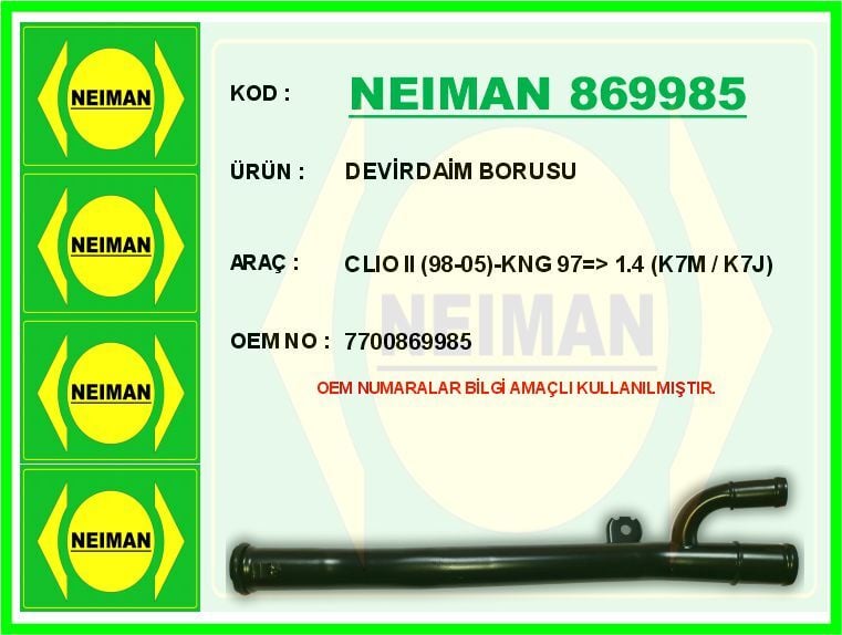 DEVİRDAİM BORUSU CLIO II (98-05)-KNG 97=> 1.4 (...