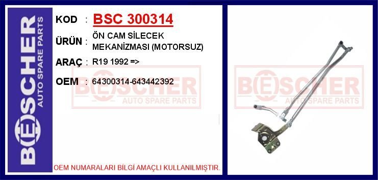 ÖN CAM SİLECEK MEKANİZMASI (MOTORSUZ) R19 1992 =&g...