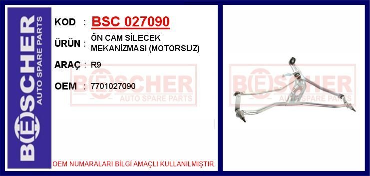 ÖN CAM SİLECEK MEKANİZMASI (MOTORSUZ) R9