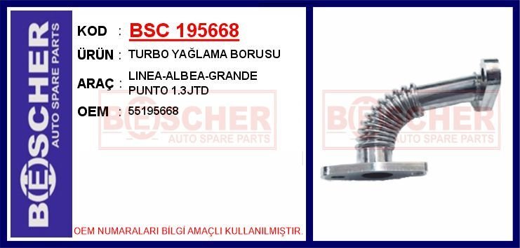 TURBO YAĞLAMA BORUSU LINEA-ALBEA-GRANDE PUNTO 1.3J...
