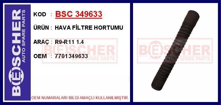 HAVA FİLTRE HORTUMU R9-R11 1.4