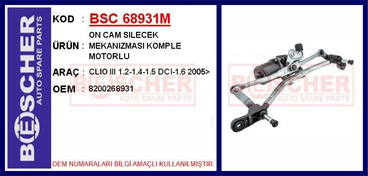 ÖN CAM SİLECEK MEKANİZMASI (MOTORLU) RENAULT CLIO ...