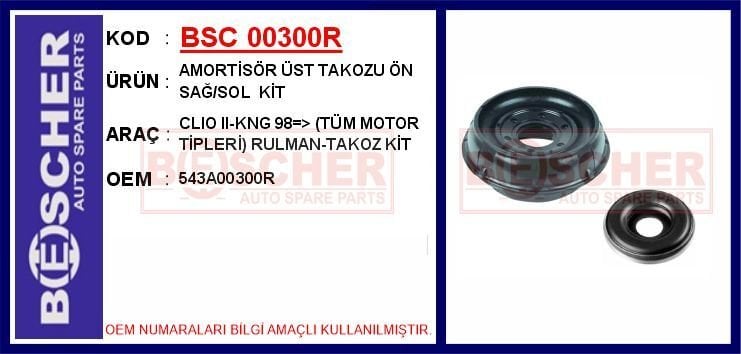 AMORTİSÖR ÜST TAKOZU ÖN SAĞ/SOL KİT CLIO II-KNG 98...