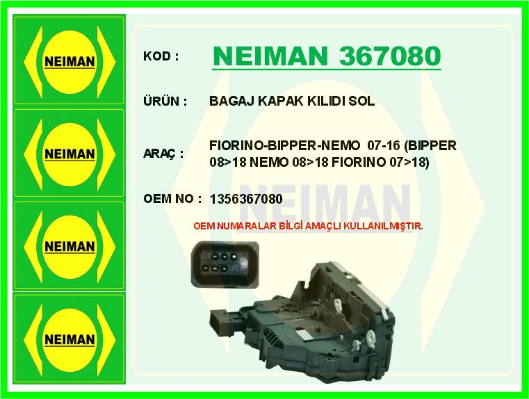 BAGAJ KAPAK KILIDI SOL FIORINO-BIPPER-NEMO 07-16 (...