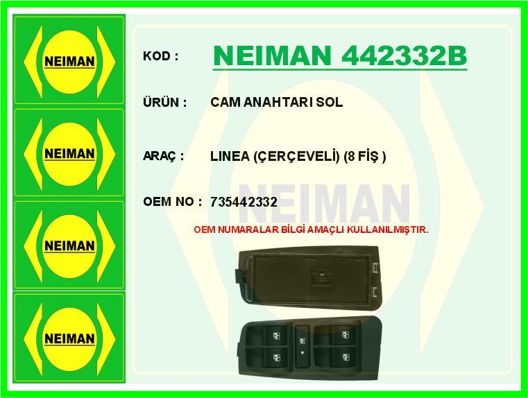 CAM ANAHTARI SOL LINEA (ÇERÇEVELİ) ( 8 FİŞ )