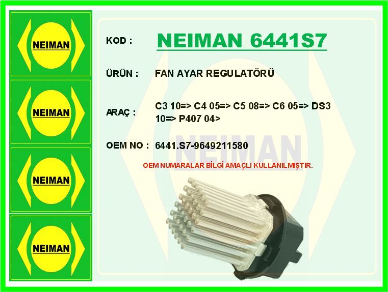 FAN AYAR REGULATÖRÜ C3 10=> C4 05=> C5 08=&g...