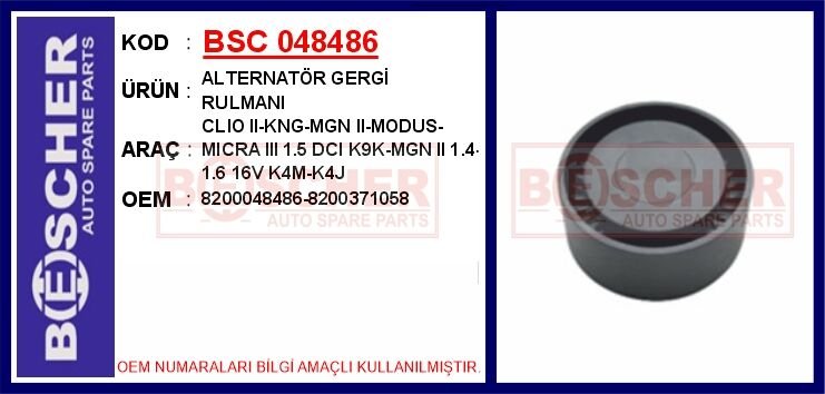 ALTERNATÖR GERGİ RULMANI CLIO II-KNG-MGN II-MODUS-...