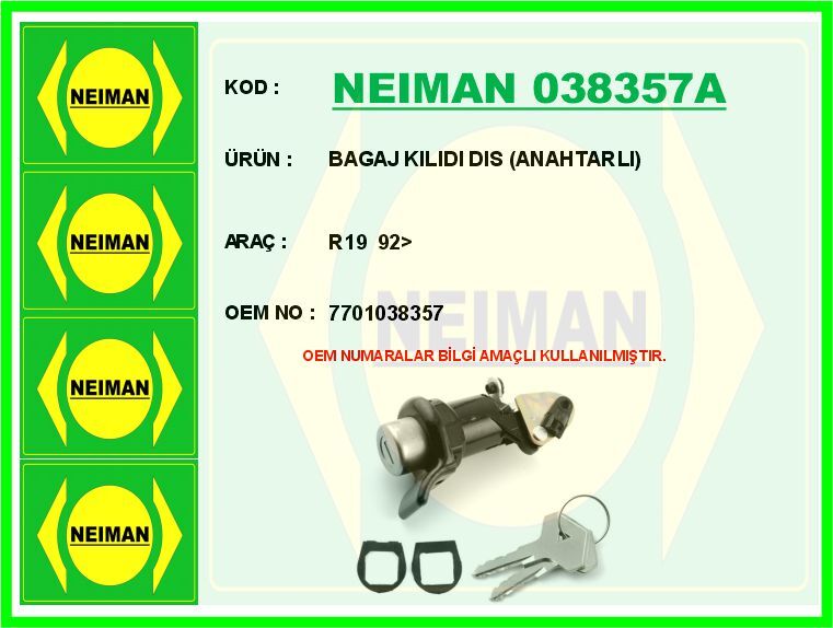 BAGAJ KILIDI DIS (ANAHTARLI) R19 92>