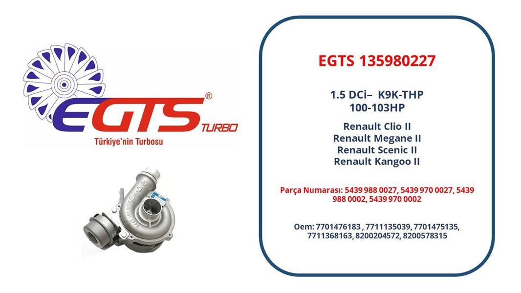 TURBO KOMPLE CLIO II 1.5 DCI 01/04=>-MGN II 1.5...