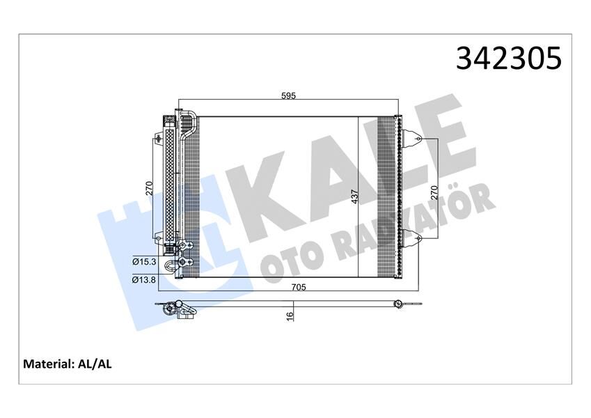 KLİMA KONDENSERİ PASSAT 05>(577x439x16)(AL/BRZ)