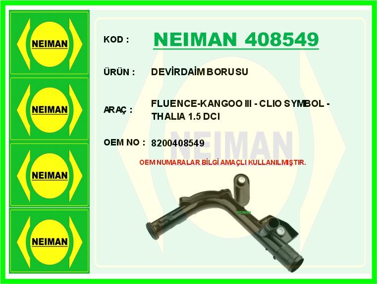 DEVİRDAİM SU BORUSU RENAULT KANGOO III-CLIO SYMBOL...