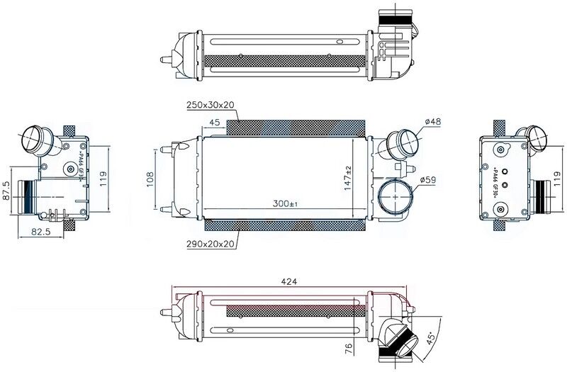 INTERCOOLER BRAZİNG INTERCOOLER A/M(300X147X76)FİE...