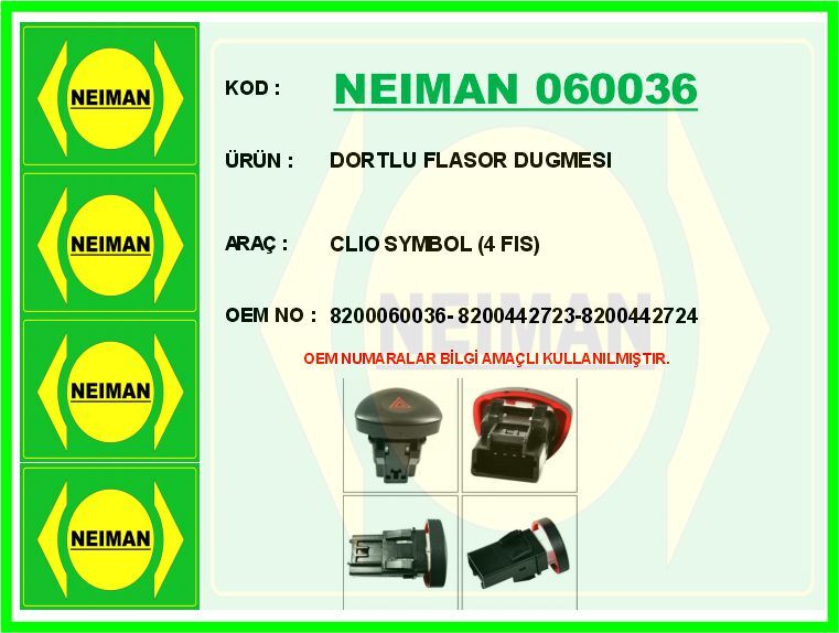 DÖRTLÜ FLAŞÖR ANAHTARI CLIO II-III KANGOO II 08>...