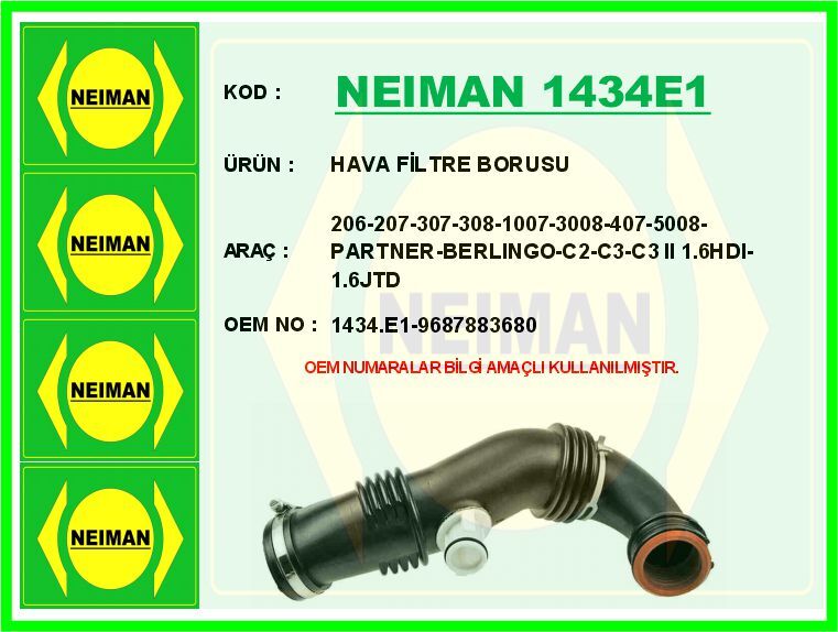 HAVA FİLTRE BORUSU 206-207-307-308-1007-3008-407-5...