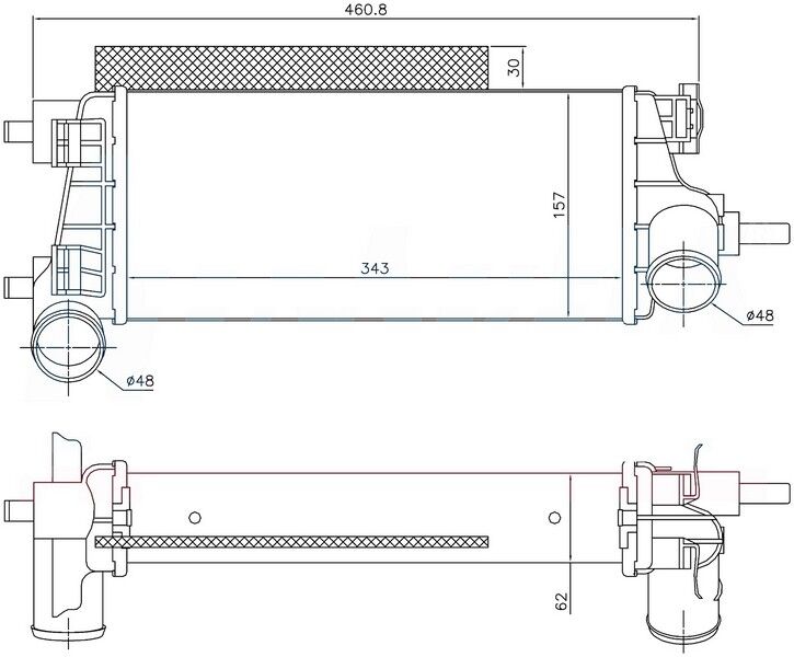 INTERCOOLER BRAZİNG INTERCOOLER A/M(343X157X62)C-M...