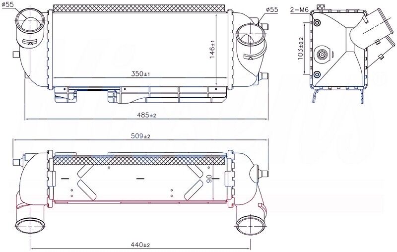 INTERCOOLER BRAZİNG INTERCOOLER A/M(350X145X90)İX3...