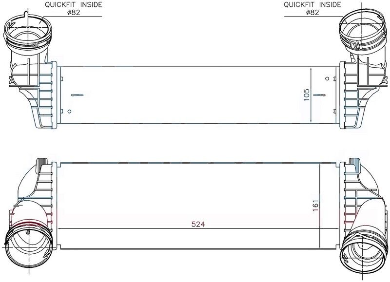 INTERCOOLER BRAZİNG INTERCOOLER A/M(524X161X105)X5...