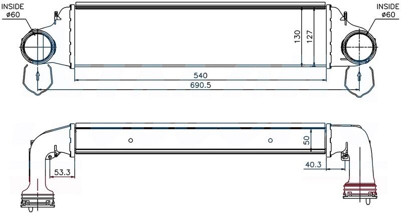 INTERCOOLER BRAZİNG INTERCOOLER A/M(540X127X50)3.1...
