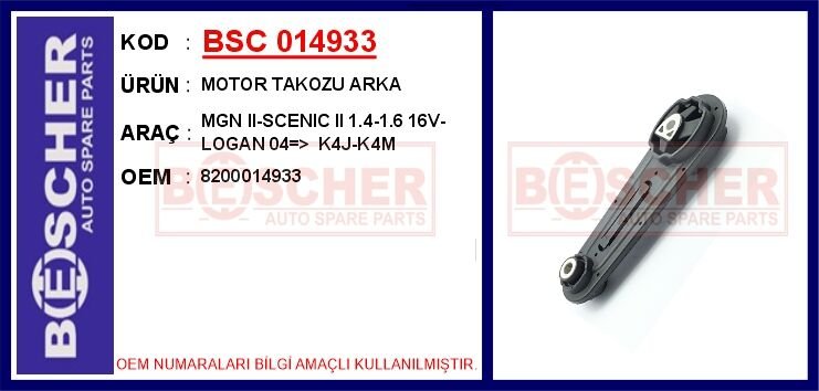 MOTOR TAKOZU ARKA MEGANE II 02> SCENIC II 02>...