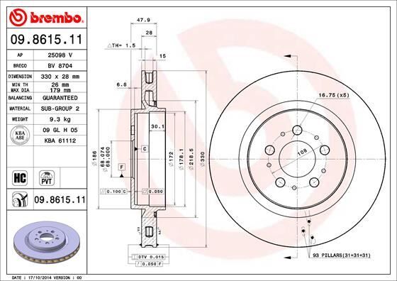 ARKA DISK AYNA VOLVO S60 I 03>10 V70 II 03>1...