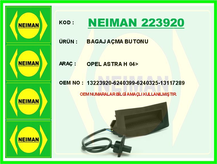BAGAJ AÇMA BUTONU OPEL ASTRA H 04>