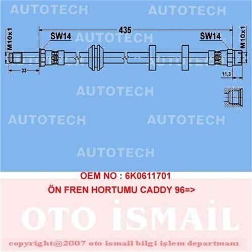 ÖN FREN HORTUMU CADDY 96=>