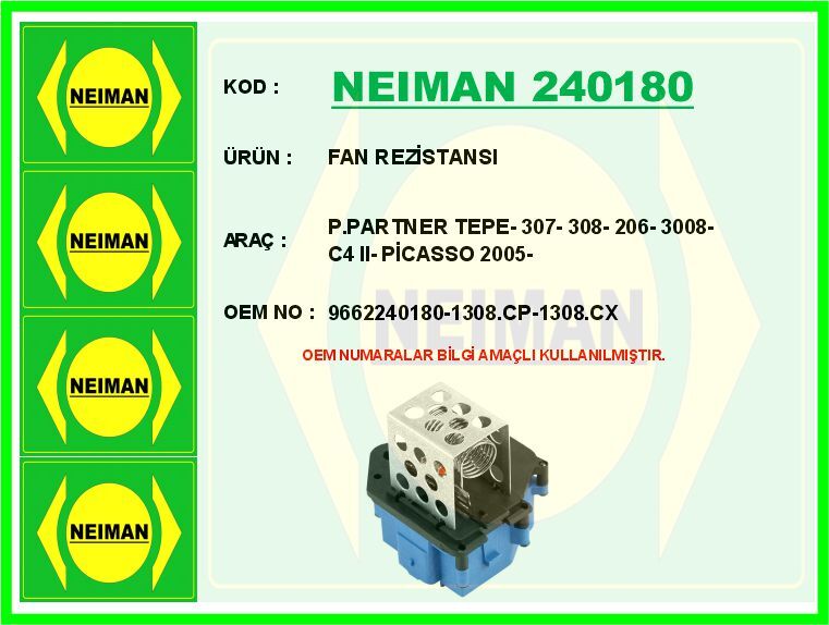 FAN REZİSTANSI P.PARTNER TEPE- 307- 308- 206- 3008...